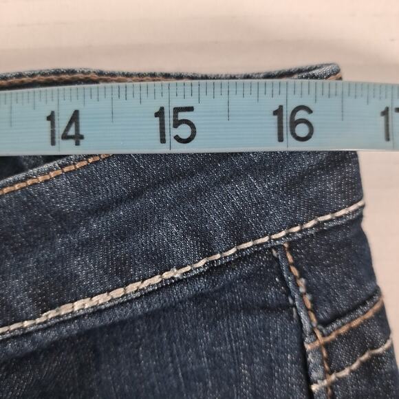 Earl Capri Jeans Womens 12 Blue Dark Stretch Denim Mid Rise Cuffed Thick Stitch - Picture 10 of 13